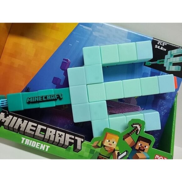Nerf Super Soaker Minecraft Trident Water Blaster Pull Back Plunger Handle Kids‎ - Picture 2 of 7